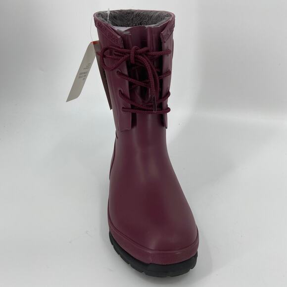 BOGS Amanda Boots Size 6 Burgundy Red Faux Shearling Lined Waterproof Rubber - Picture 6 of 14